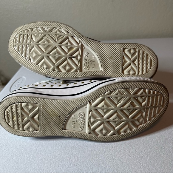 Converse White and Gold Studded High-Top Sneakers - Picture 9 of 10